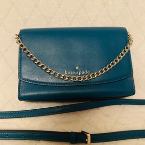 Kate Spade Teal Crossbody Bag with Chain Strap